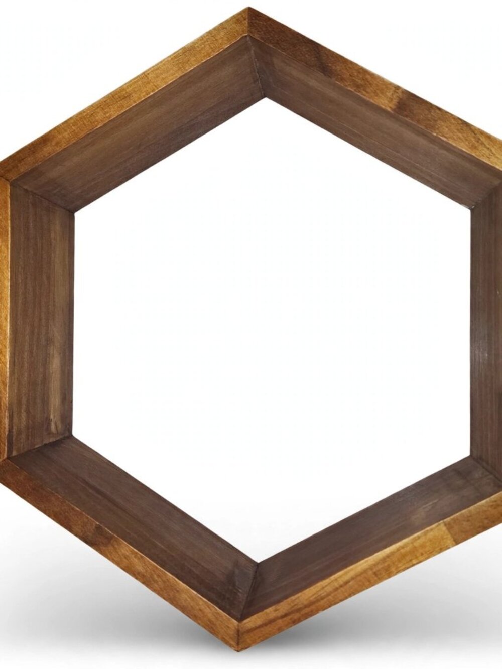 Wooden Hexagon Honeycomb Floating Wall Shelf Rustic Brown Home Decor